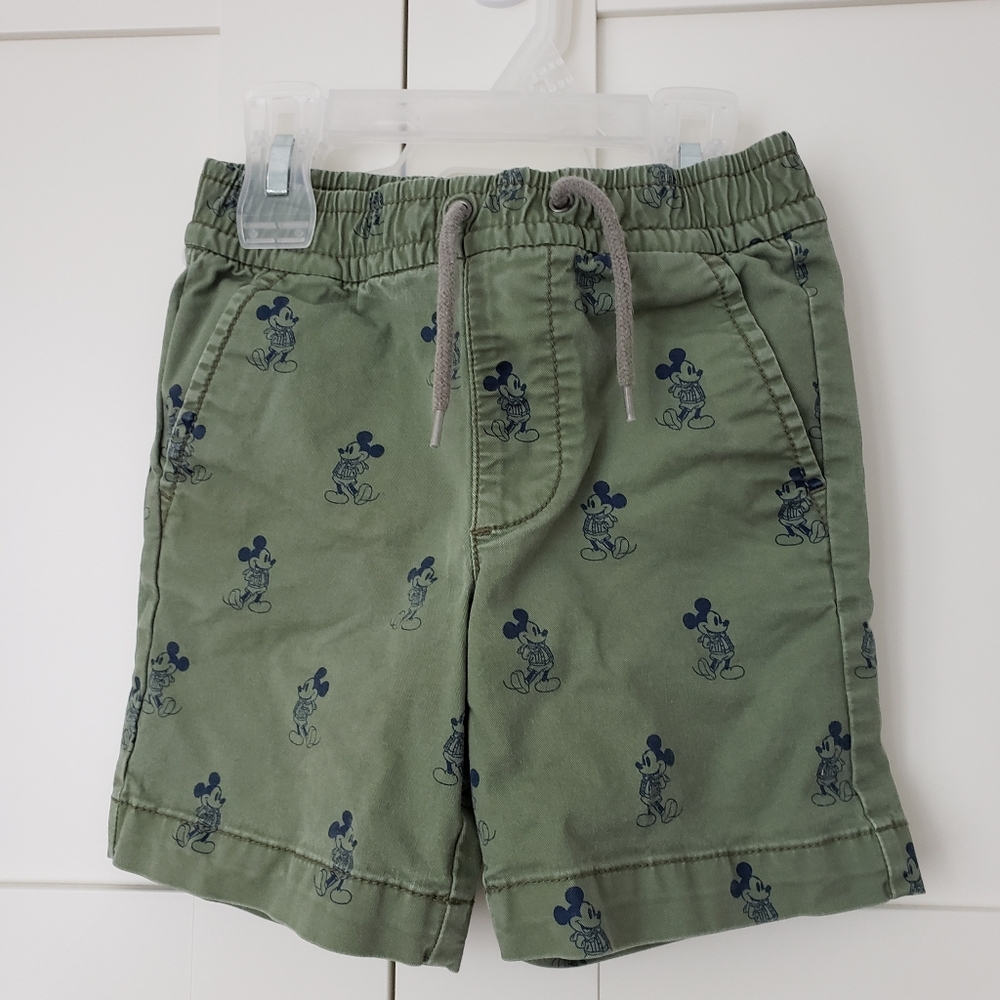EUC Baby Gap toddler green khaki Disney Mickey shorts